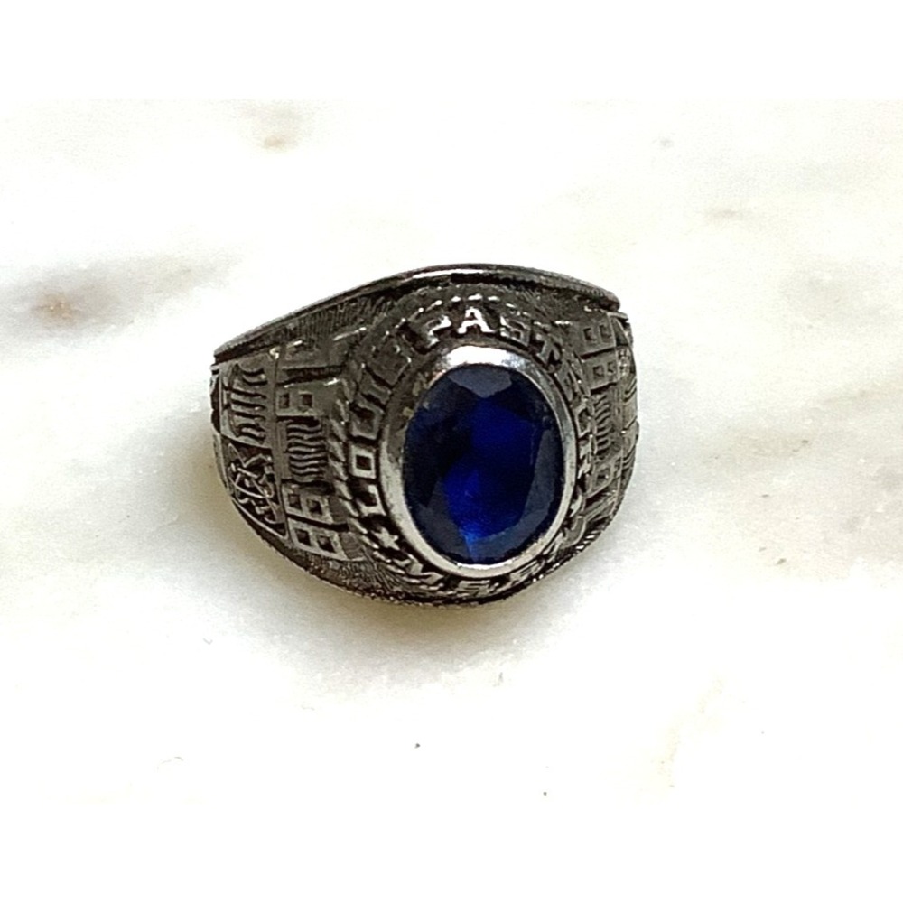 Sterling Reed Class Ring Y2K Blue 1998 925 Silver 6.5 Louis Pasteur Mid School